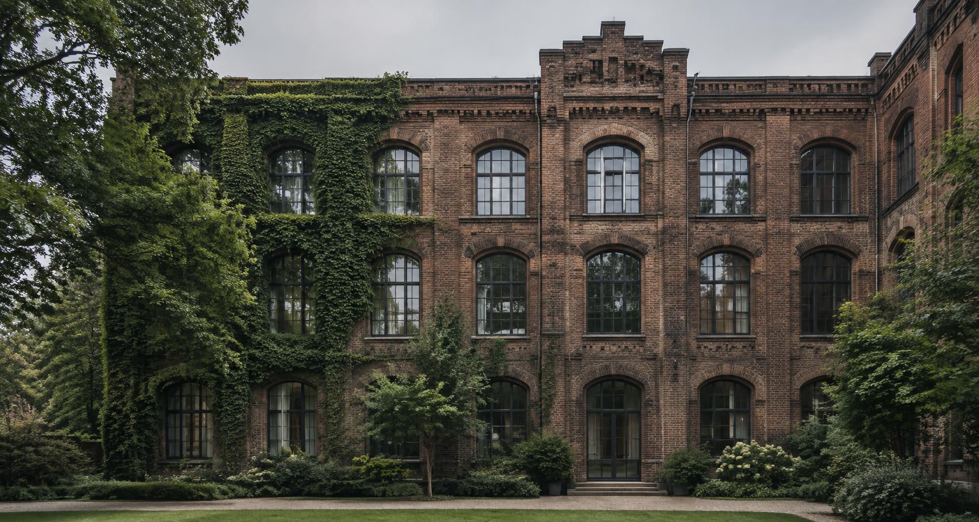 Historische Backsteinfassade eines Bestandsgebäudes